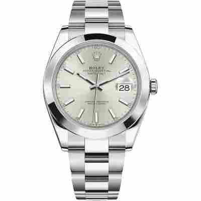 ROLEX DATEJUST 41 SILVER DIAL OYSTER STEEL SMOOTH BEZEL REF: 126300
