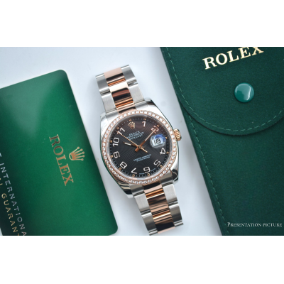 ROLEX DATEJUST 36 TWO TONE EVEROSE CONCENTRIC ARABIC DIAL CUSTOMIZED REF: 116201