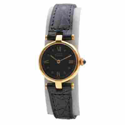 CARTIER MUST DE CARTIER VERMEIL QUARTZ 24MM BLACK DIAL REF: 590004